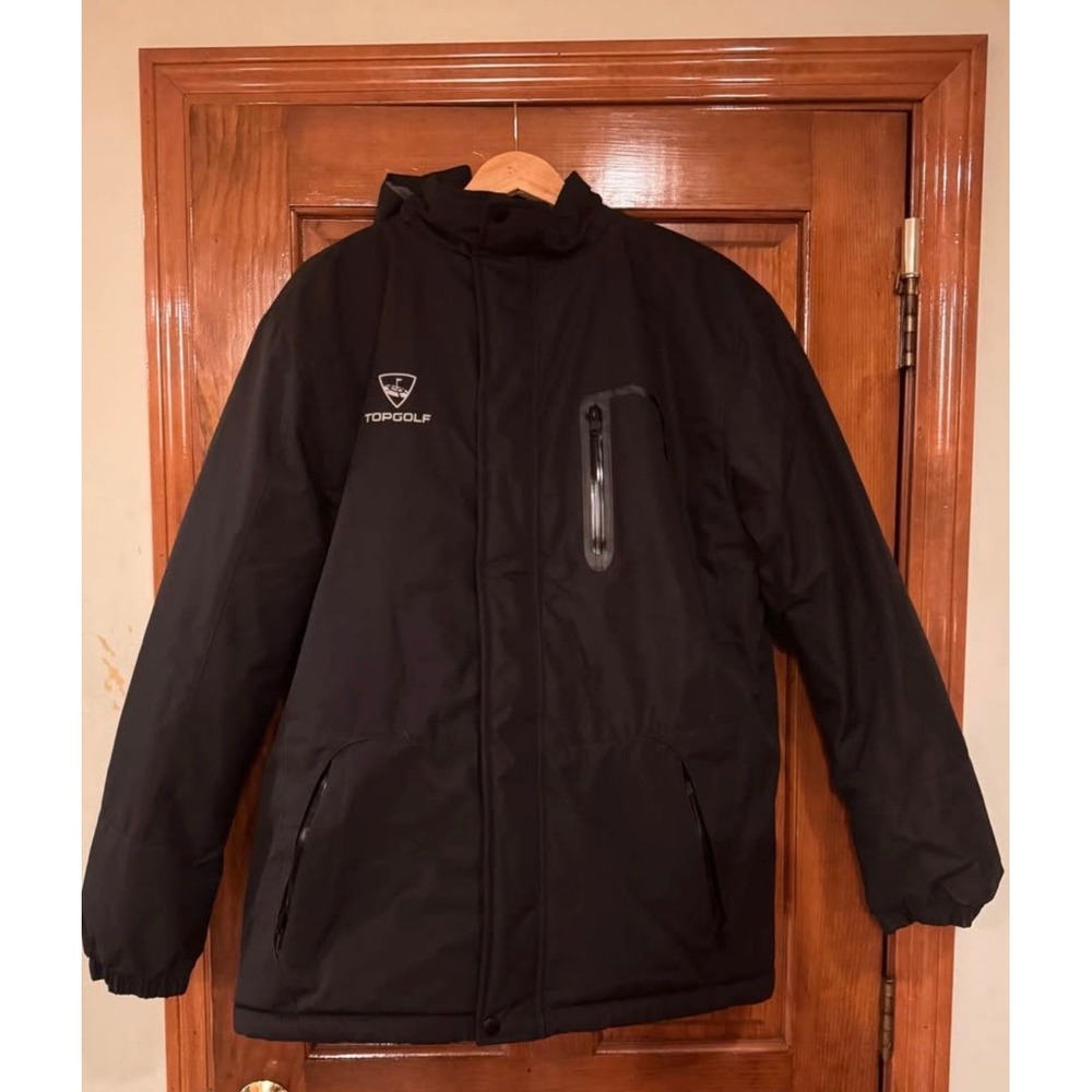 Topgolf Womens XL Black Hooded Insulated Winter Parka Coat New Without Tags